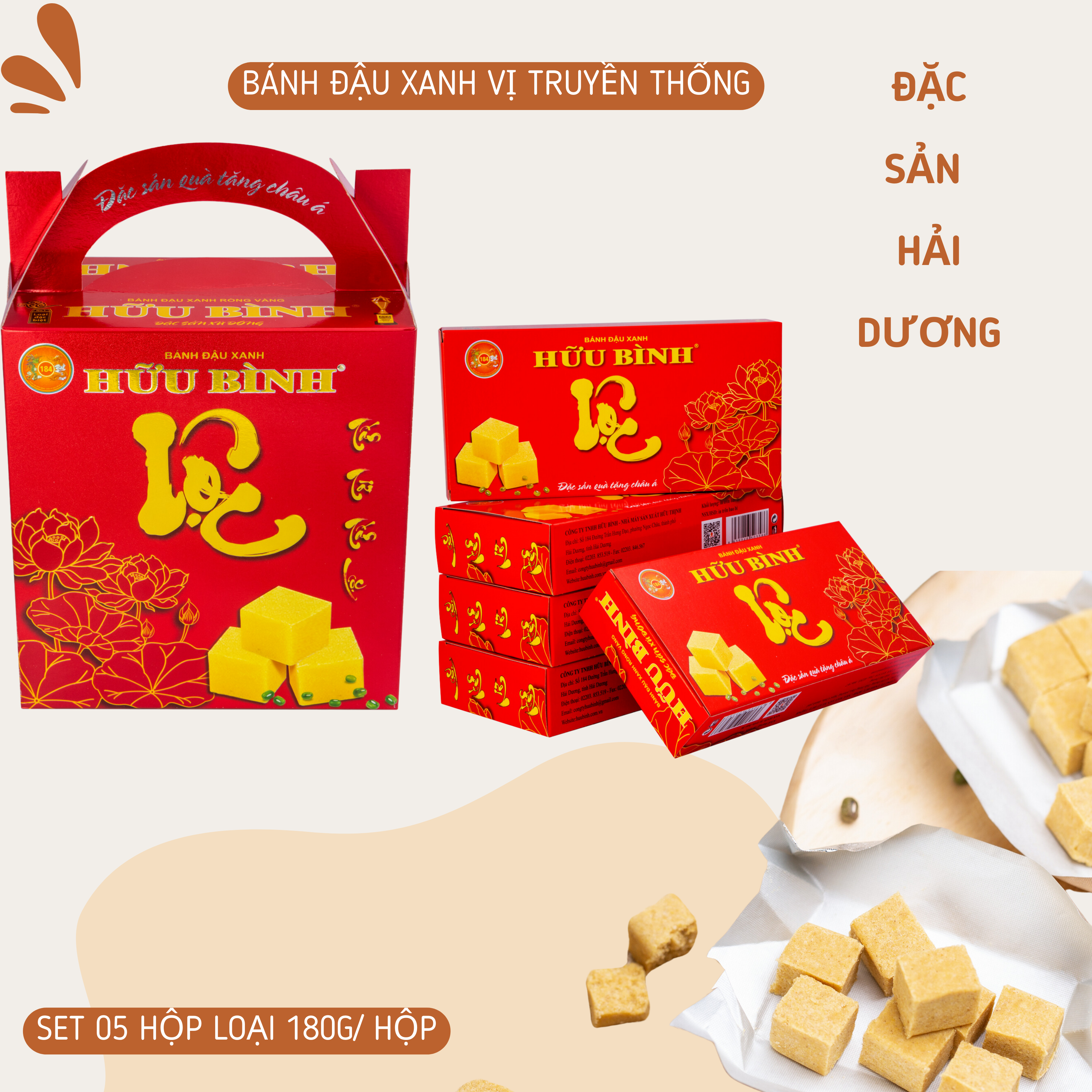 Đậu Lộc Quai Xách 850g - vị truyền thống - Bánh đậu xanh